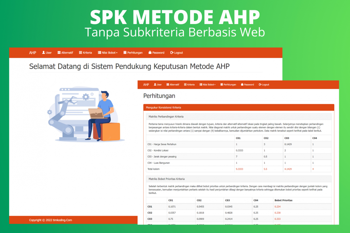 Source Code SPK AHP Tanpa Sub Kriteria Berbasis Web